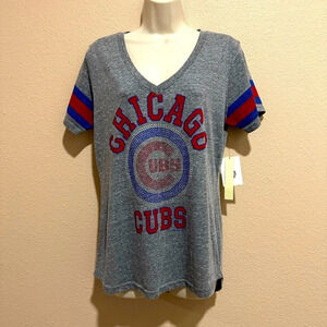 G-III 4her by Carl Banks Chicago Cubs Embellished V-Neck Tee, Size M, NWT